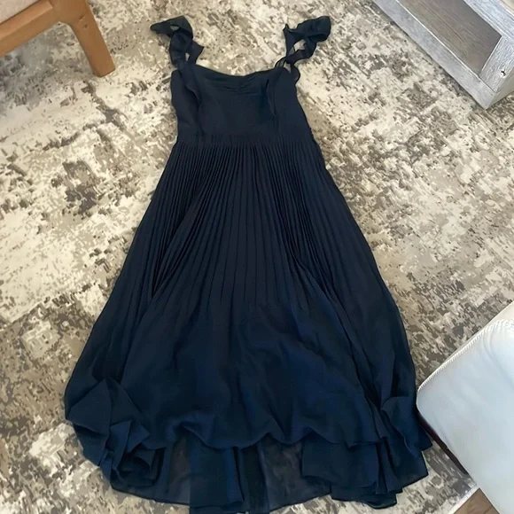 strapless open back dress Pleated Sleeveless SUE SARTOR Flounce Mini